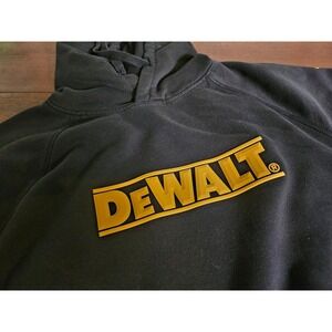 DeWalt Hoodie Pullover Men Large Black Yellow Logo Workwear Sweatshirt Pls Read